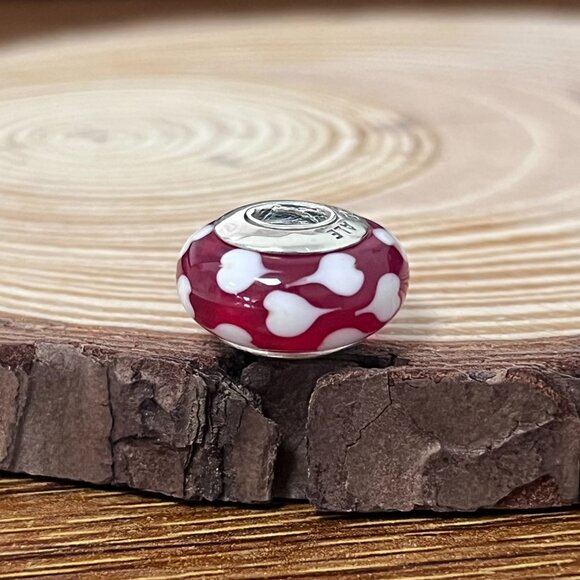 Murano Glass Red love Pink Hearts Bead Charm - Picture 6 of 6